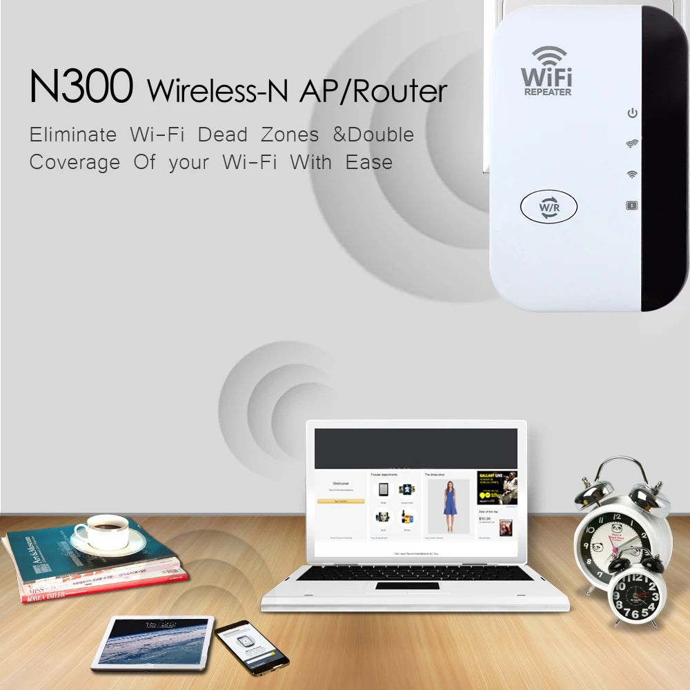FENVI 300Mbps Wireless WiFi Repeater & Extender | 802.11N WiFi Booster for Improved Signal Range