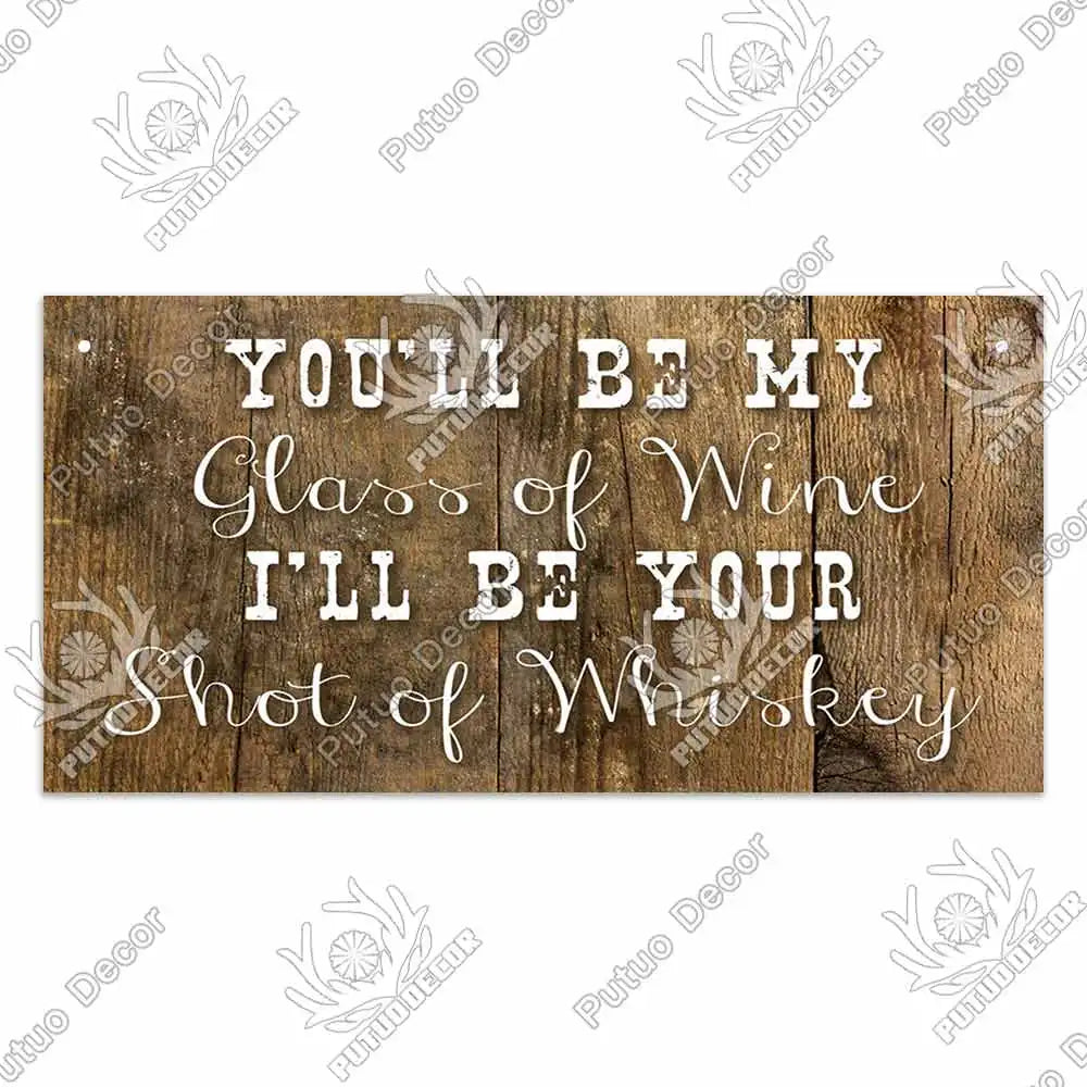 Putuo Decor Wine Signs Wooden Alcohol Plaque Wood Bar Plaque for Wood In Bar Pub Wall Decoration Door Hanging Sign Home Decor