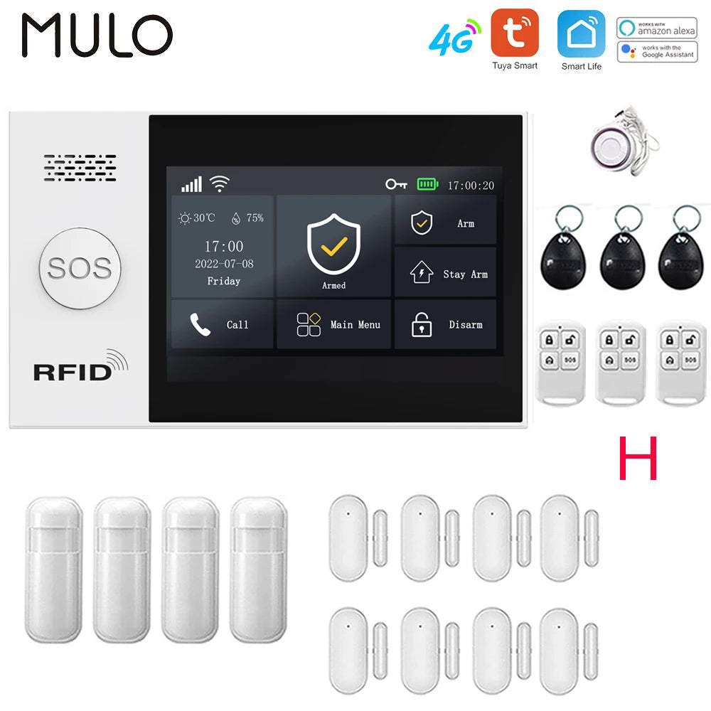Tuya 4G Home Alarm Smart Home WIFI Security Alarms For Home House Touch Screen Apartment Alarms Support Smart Life APP Alexa