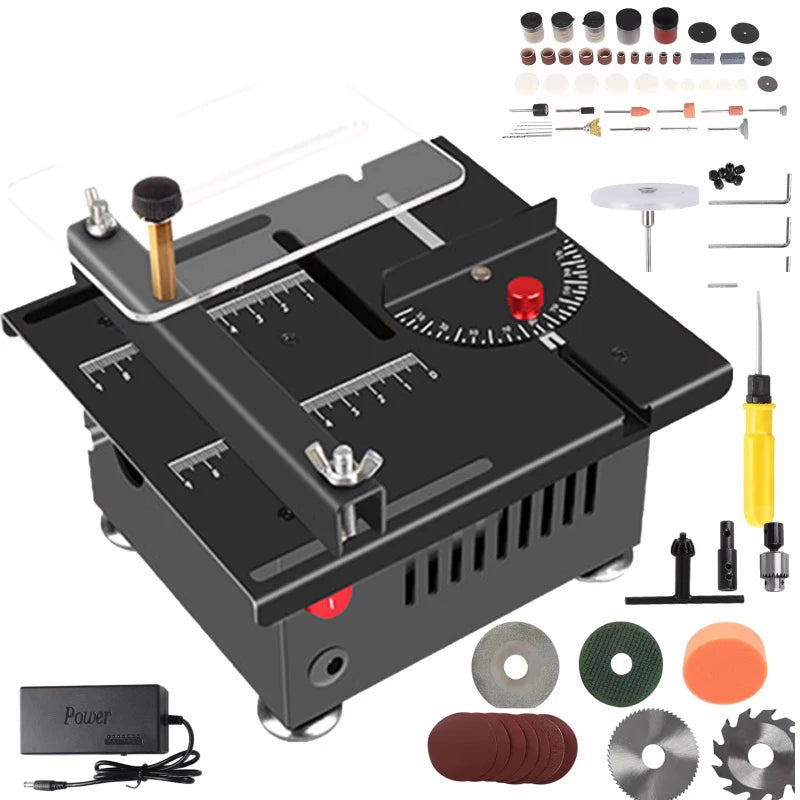 Precision Mini Table Saw 100W – Compact DIY Woodworking & Model Craft Cutting Machine with Adjustable Speed & Multi-Angle Blade