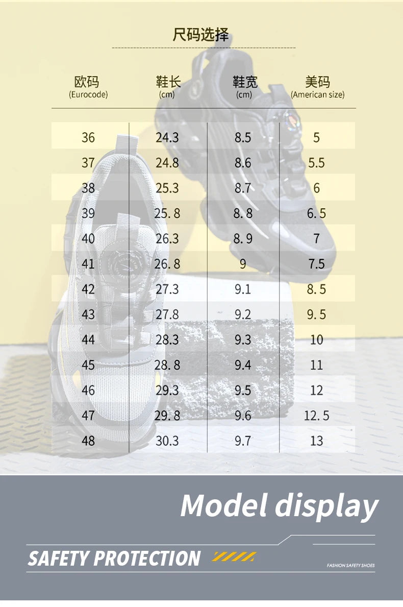 ✨ Ultra-Breathable Soft-Sole Safety Sneakers – Lace-Free, Anti-Smash & Anti-Puncture Work Shoes for Men