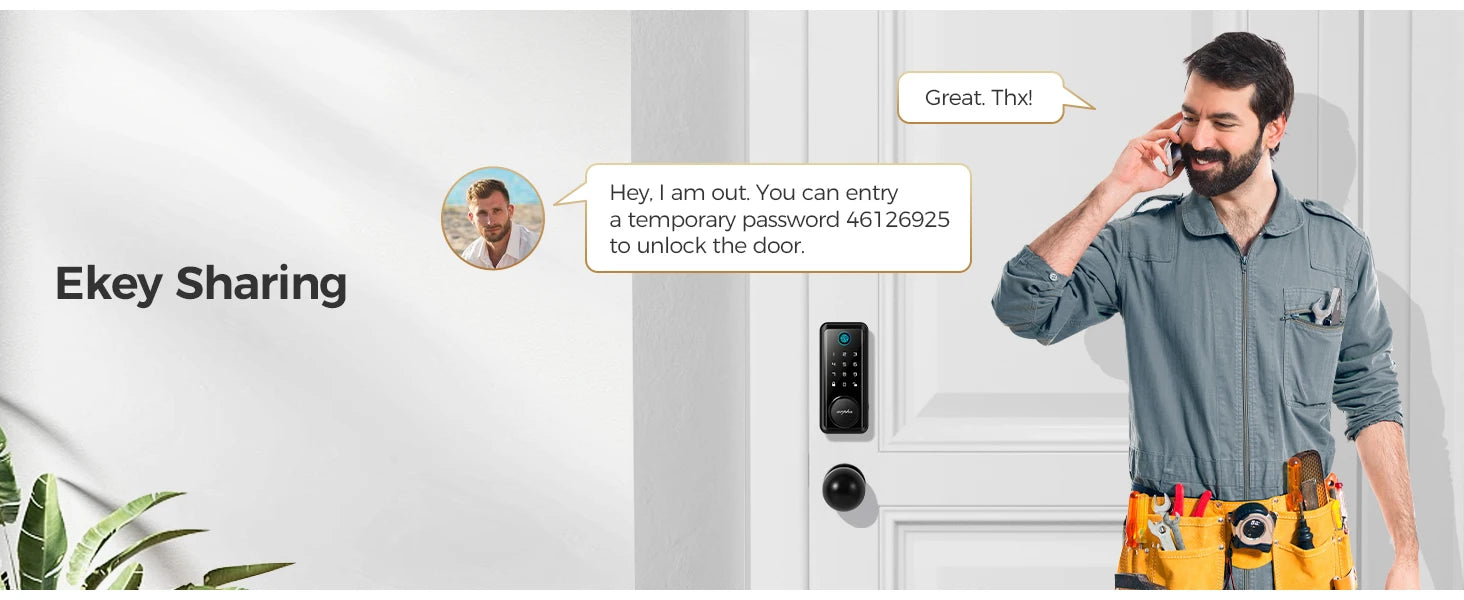 Arpha Smart Lock D601K Keyless Entry Door Lock Deadbolt with Handle Set Waterproof 5-in-1 Fingerprint Keyless Entry Door Lock