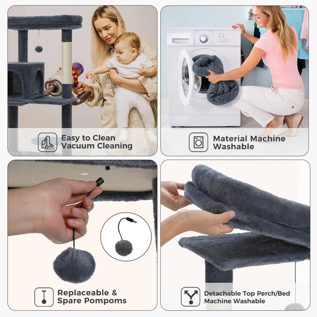 5-Level Cat Tree Tower for Indoor Cats – Large Cat Condo with Hammock & Scratching Posts