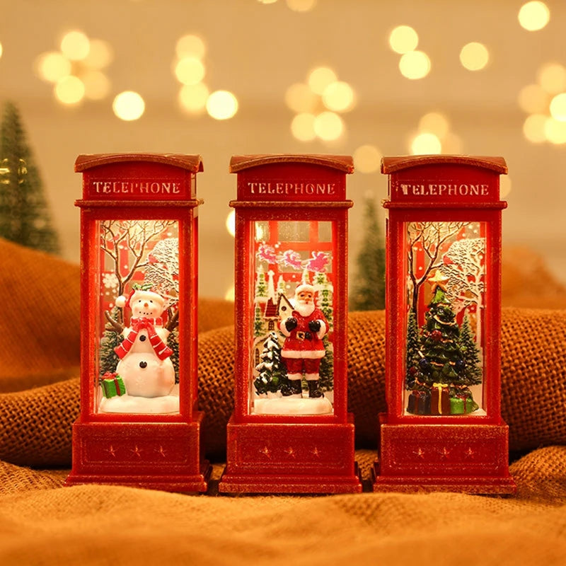 2025 Christmas Phone Booth Lights Santa Claus Snowman Gifts Window Scene Ornament Christmas Party Decortion Xmas Party Home 2025