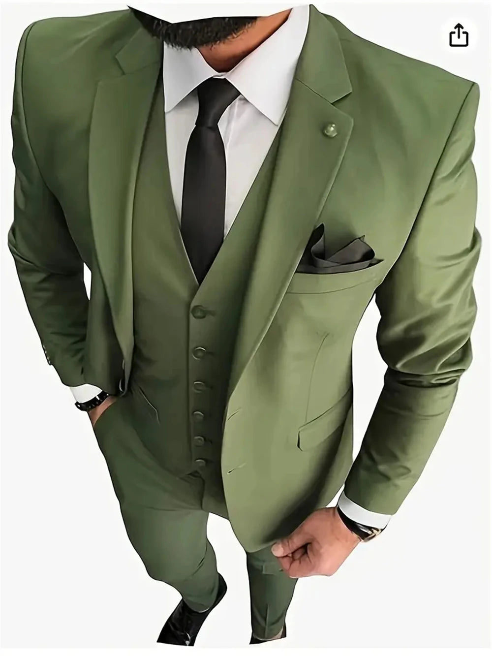 Men’s 3-Piece Business Suit – Slim Fit Notch Lapel Blazer, Vest & Pants for Formal Weddings & Groom Tuxedos