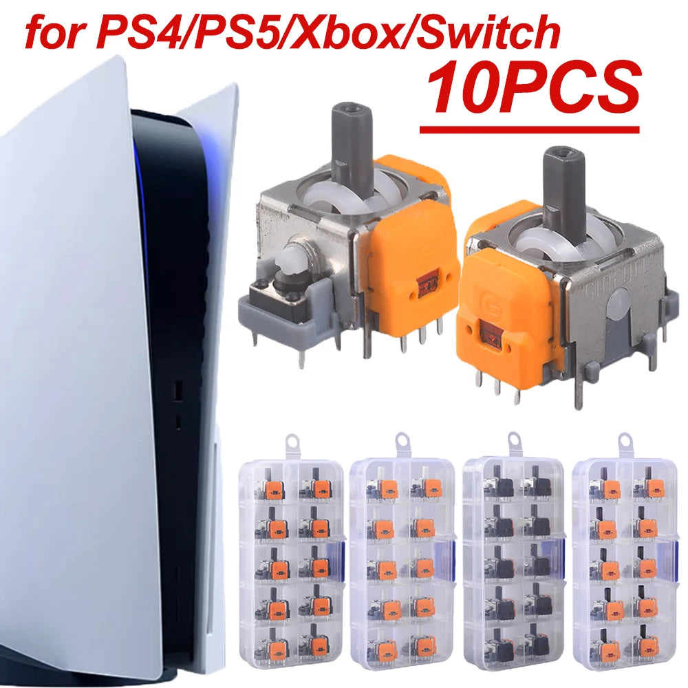 “10-Pack Hall Effect 3D Joystick Modules – High-Precision No-Drift Analog Thumb stick Repair Kit for PS4/PS5/Xbox/Switch Controllers”