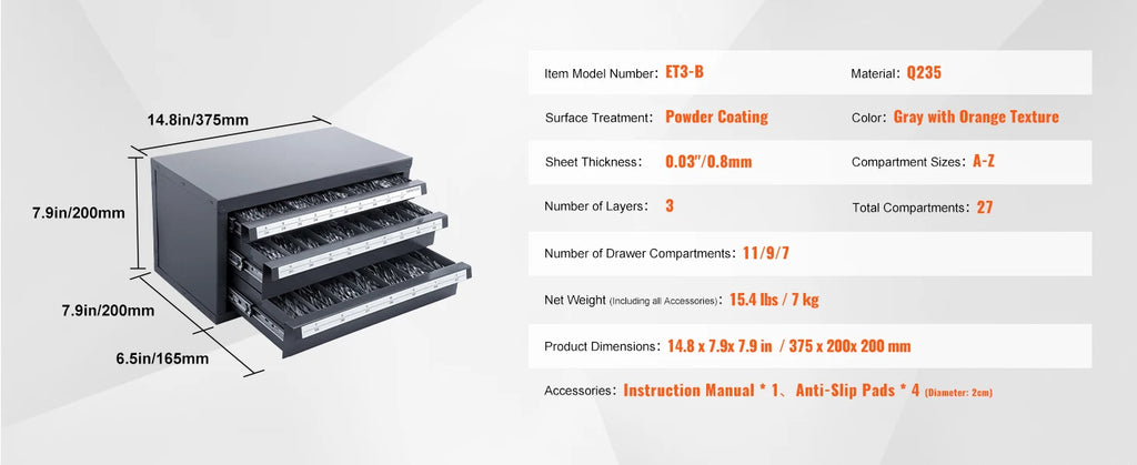 SucceBuy Steel Drill Bit Dispenser Organizer Cabinet, Heavy-Duty Metal Storage Cabinet with Drawers, Stackable Drill Bit Organizer for Machine Shop & Garage