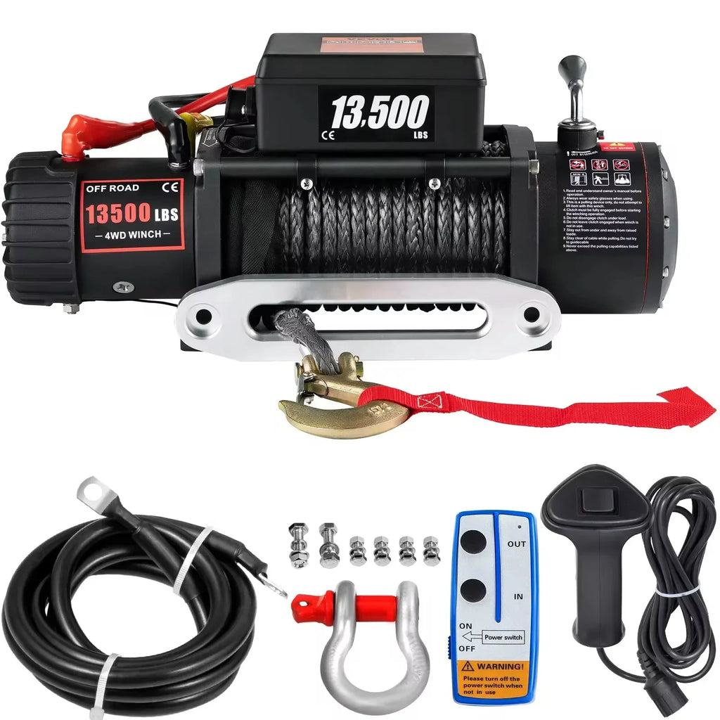 VEVOR 13500LBS Electric Truck Winch – Powerful 12V Winch with Synthetic Rope & Remote Control