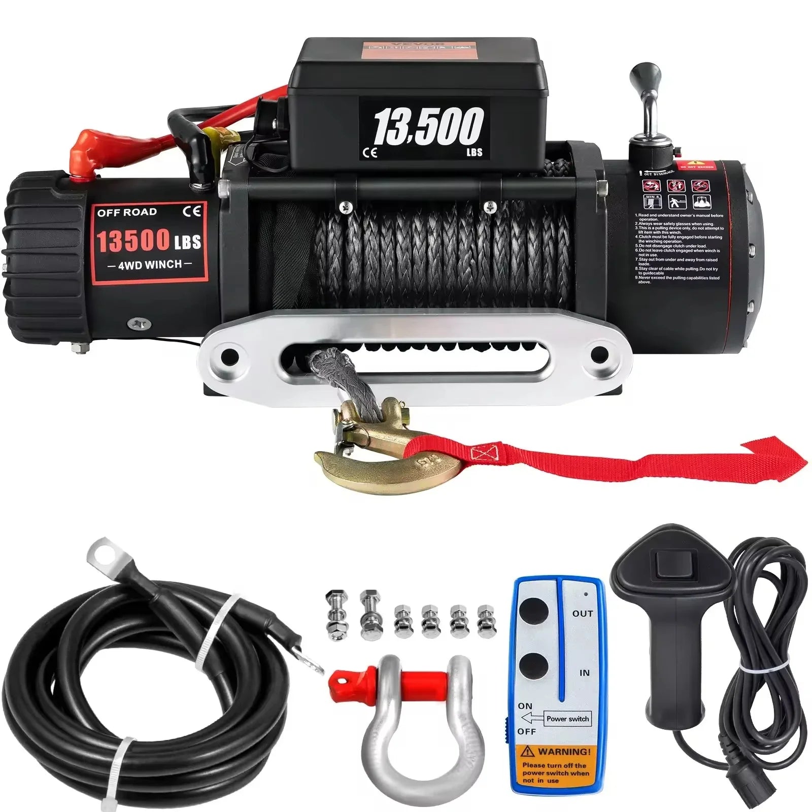 VEVOR 13500LBS Electric Truck Winch – Powerful 12V Winch with Synthetic Rope & Remote Control