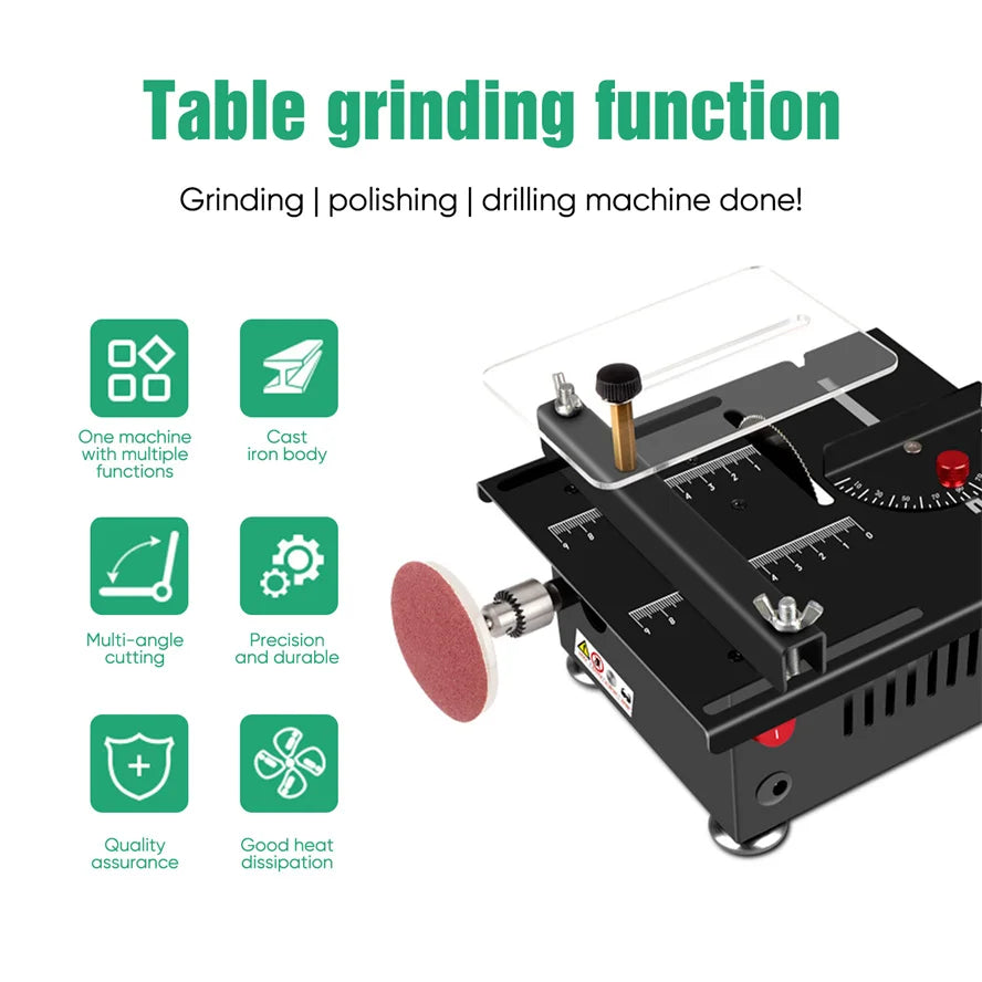 Precision Mini Table Saw 100W – Compact DIY Woodworking & Model Craft Cutting Machine with Adjustable Speed & Multi-Angle Blade