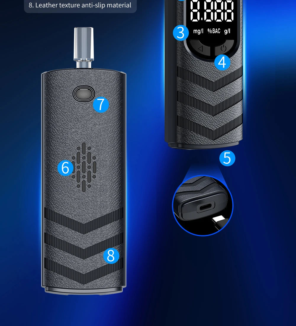 Digital Alcohol Tester – Professional Breathalyzer with LCD Display, Semiconductor Sensor, Accurate Drunk-Driving Detection for Home Use