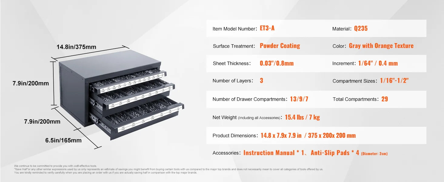 SucceBuy Steel Drill Bit Dispenser Organizer Cabinet, Heavy-Duty Metal Storage Cabinet with Drawers, Stackable Drill Bit Organizer for Machine Shop & Garage