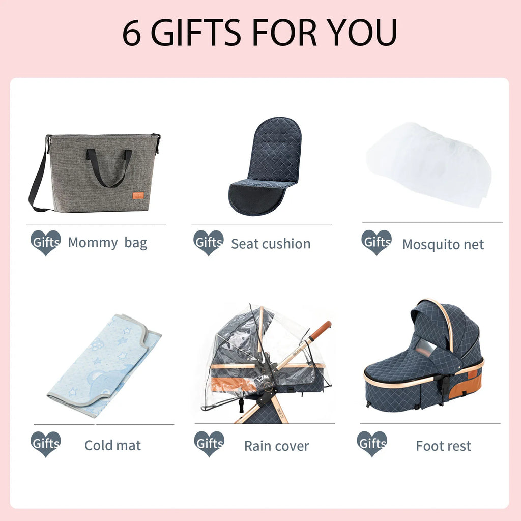 Chic & Lightweight 3-in-1 Baby Stroller Travel System – Bassinet, Car Seat & Stroller with One-Hand Fold