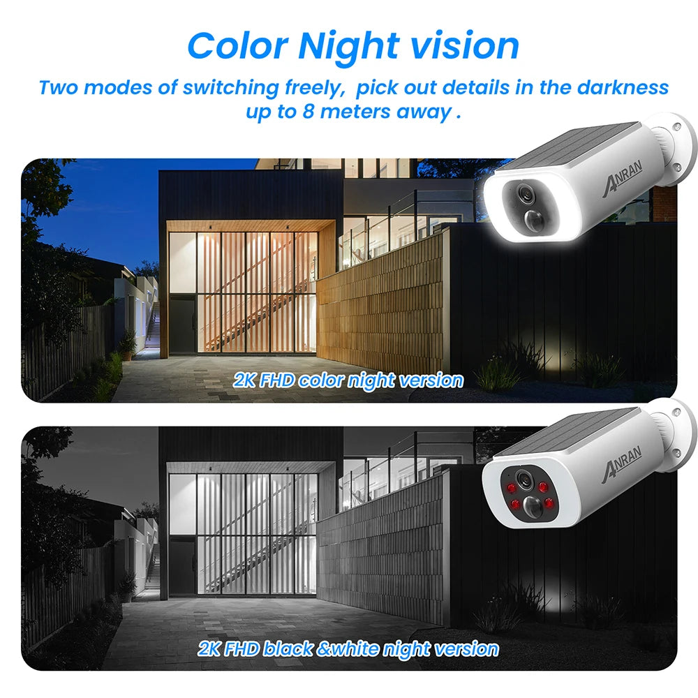 ✨ ANRAN C3 2K Solar-Powered Wireless Security Camera – 3MP Outdoor Smart Surveillance with Floodlight Color Night Vision & PIR Detection