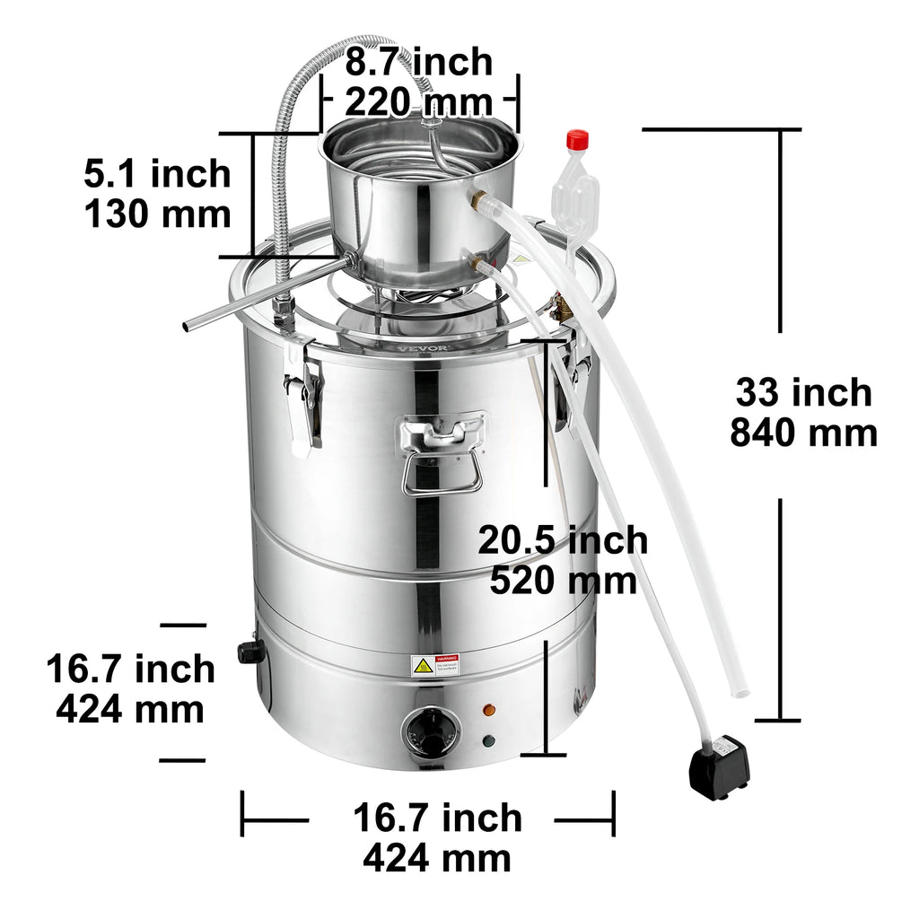 VEVOR Alcohol Still Water Alcohol Distiller Home Distillery Kit include Stainless Steel Tube Pump for DIY Whisky Wine Brandy