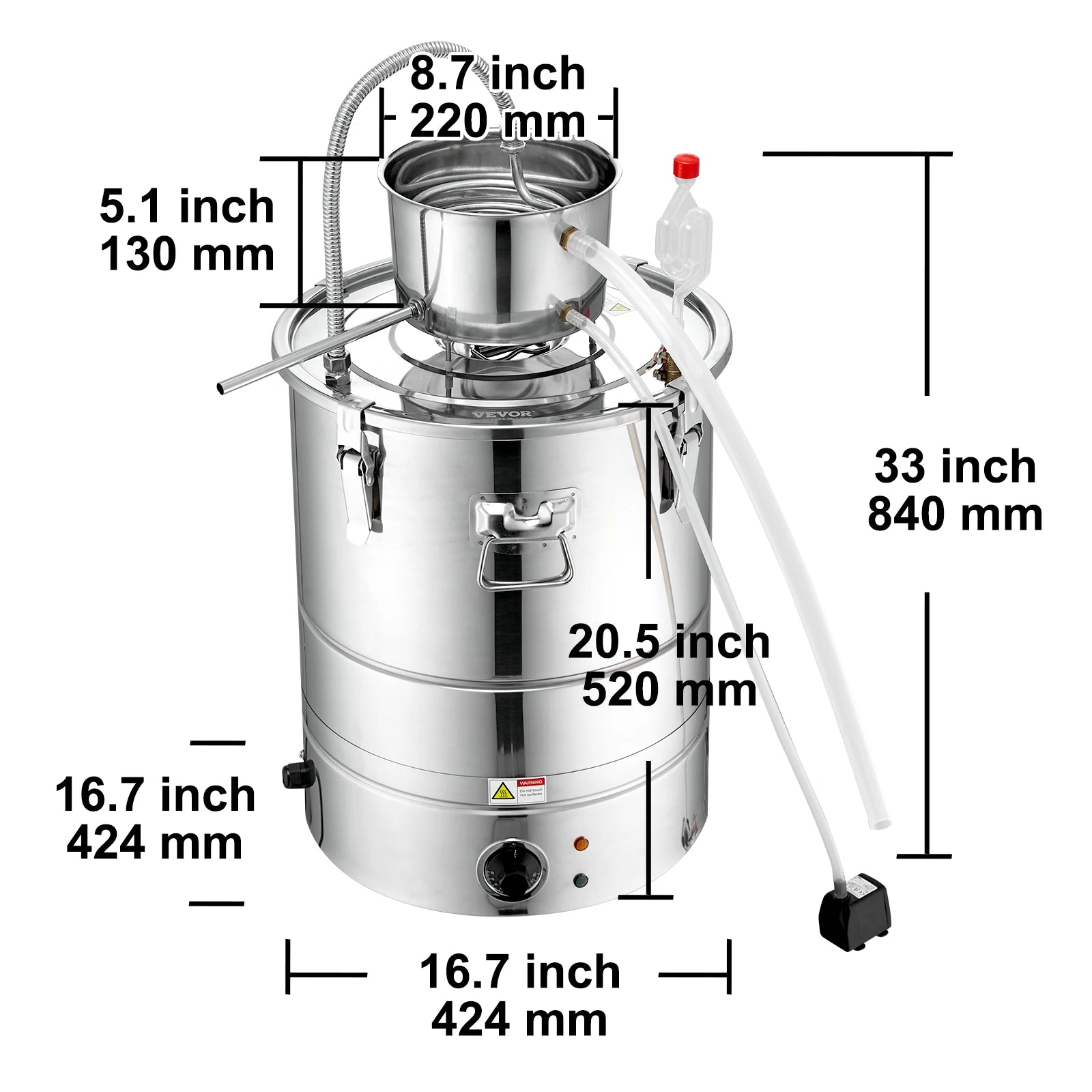 VEVOR Alcohol Still Water Alcohol Distiller Home Distillery Kit include Stainless Steel Tube Pump for DIY Whisky Wine Brandy