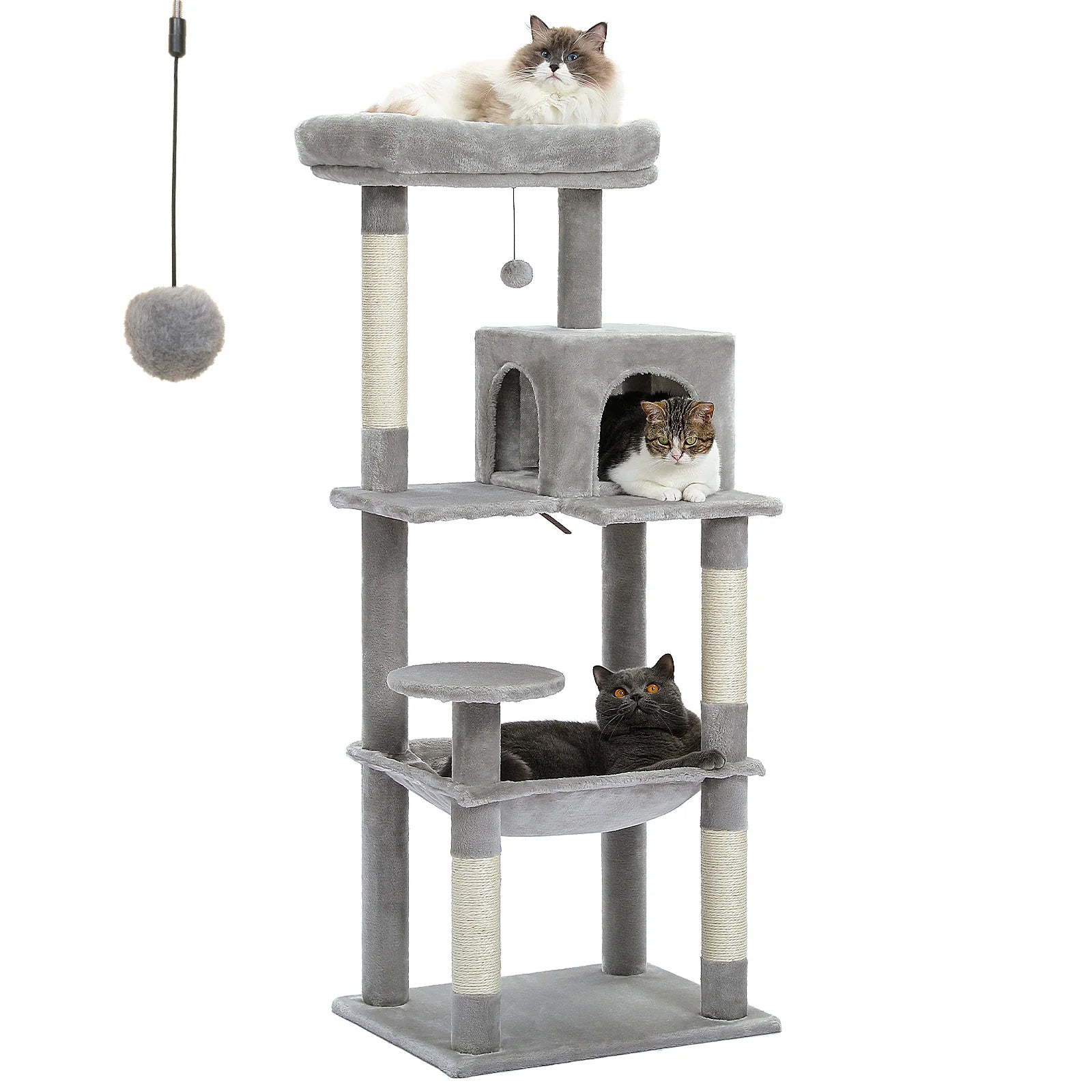 5-Level Cat Tree Tower for Indoor Cats – Large Cat Condo with Hammock & Scratching Posts