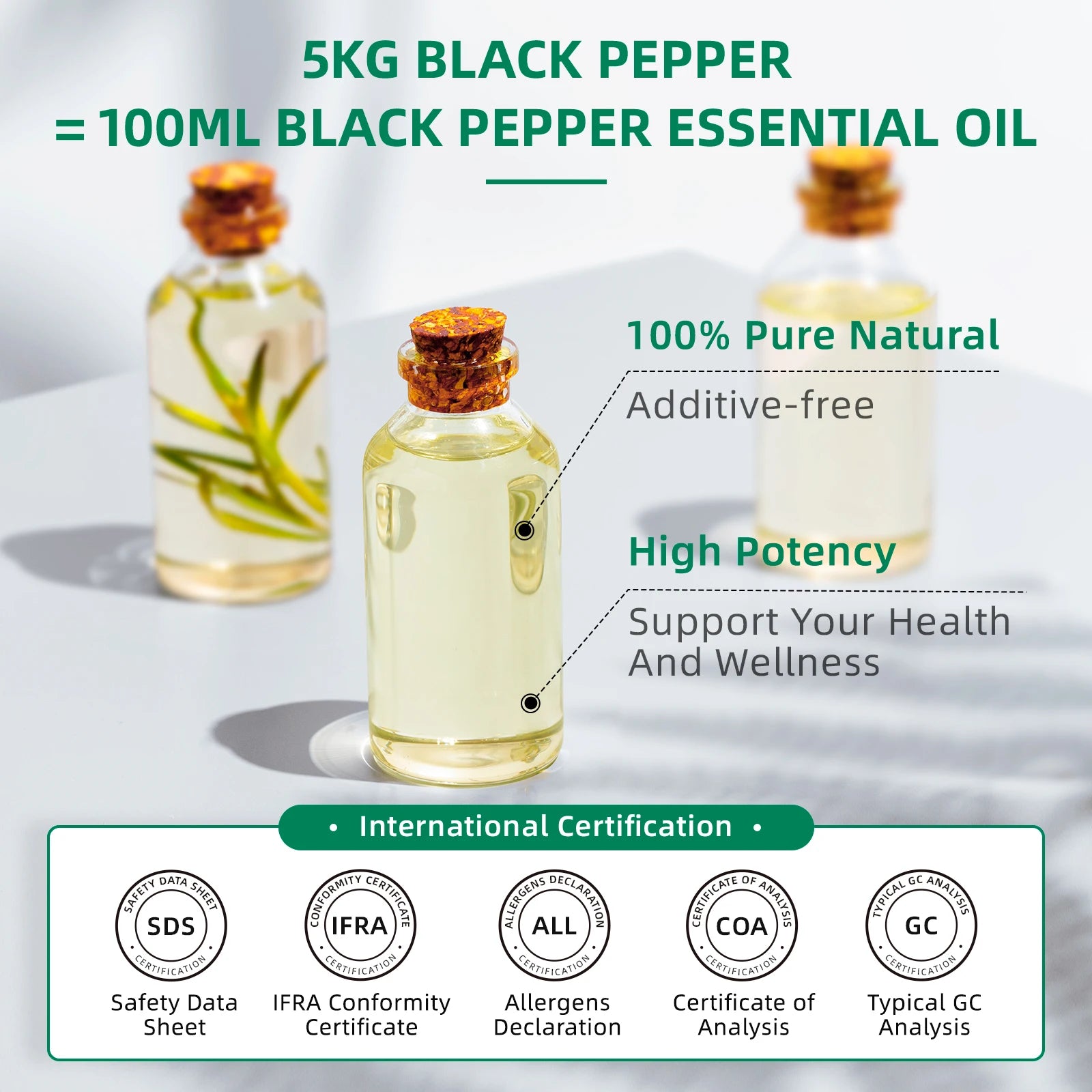 🖤 Warm Spice Black Pepper Essential Oil – 100% Pure Aromatherapy Oil for Focus, Stress Relief & DIY Wellness (100ml)