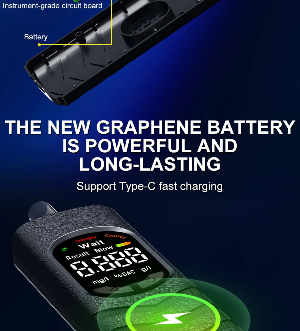 Digital Alcohol Tester – Professional Breathalyzer with LCD Display, Semiconductor Sensor, Accurate Drunk-Driving Detection for Home Use