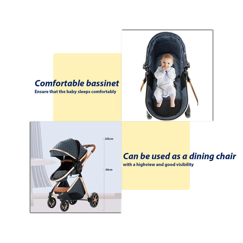 3-in-1 Baby Stroller Travel System with Lightweight Frame & One-Hand Fold | Bassinet + Car Seat + Stroller