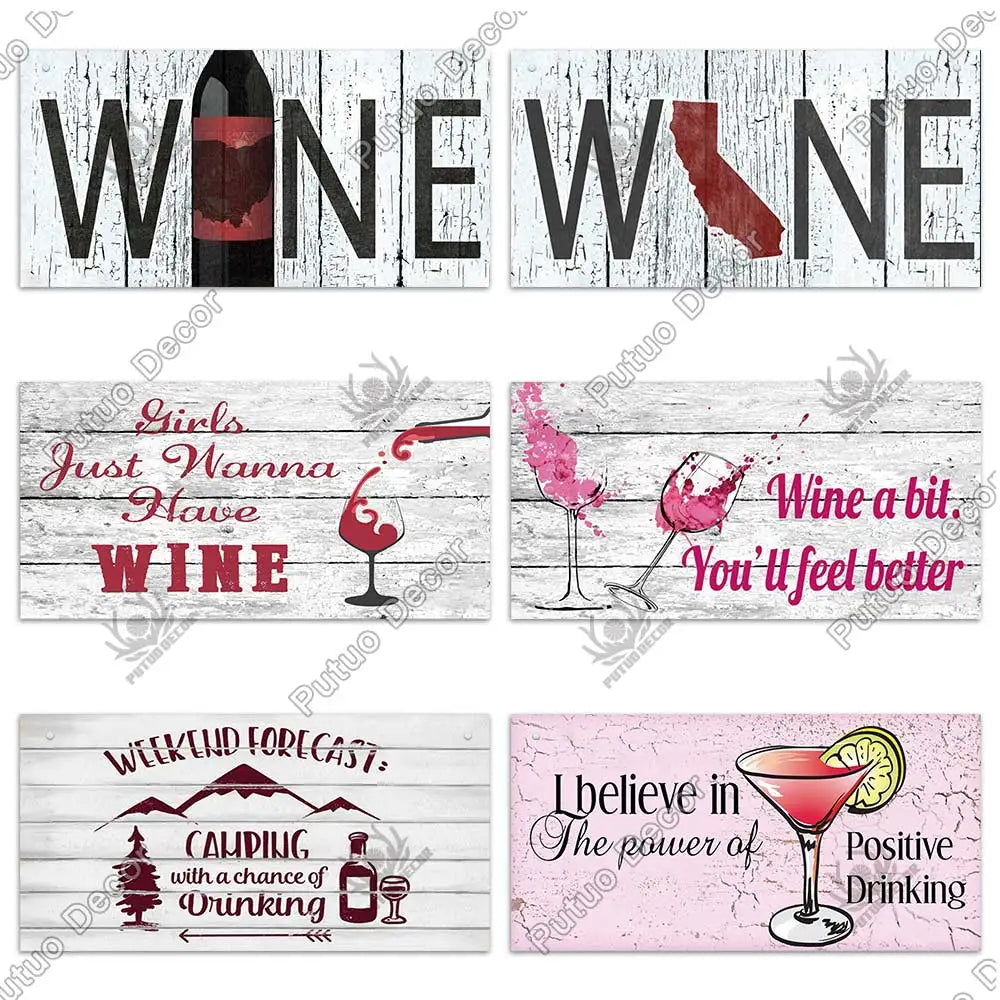 Putuo Decor Wine Signs Wooden Alcohol Plaque Wood Bar Plaque for Wood In Bar Pub Wall Decoration Door Hanging Sign Home Decor