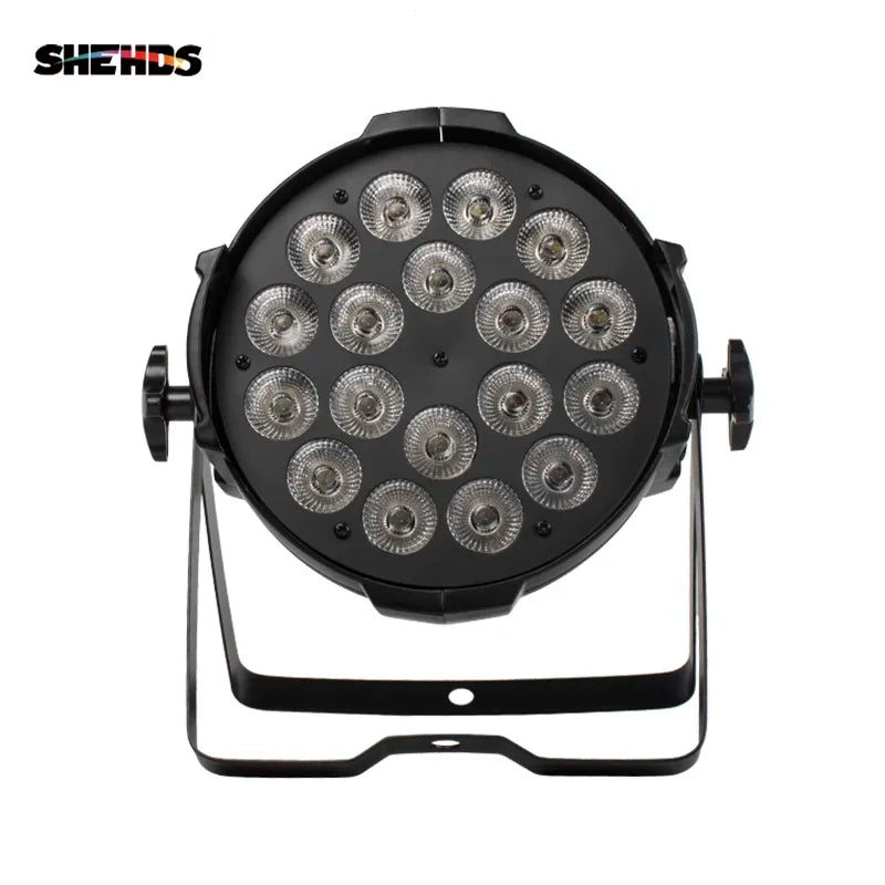 SHEHDS New Version LED 18x18W RGBWA UV 6in1 Par Light Big Aluminum Alloy High Power Even Color Mixing for DJ Bar Disco Wedding