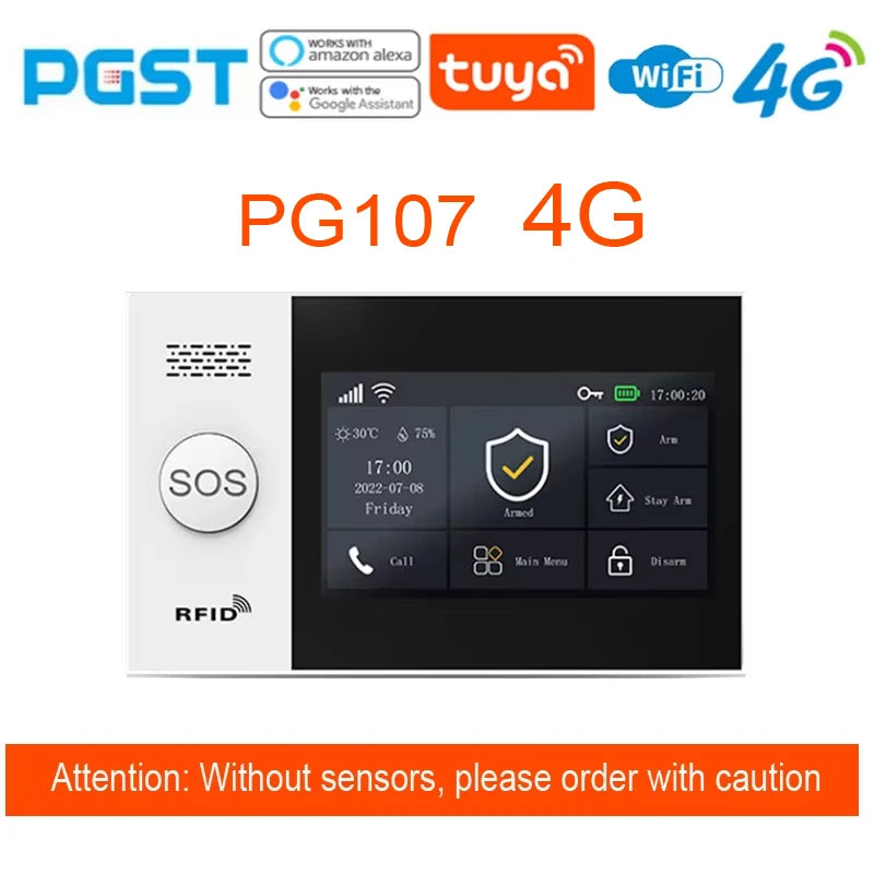 PG-107 Home security alert system,equipped with 4.3-inch 4G WiFi devices,compatible with your application controls,and works wit