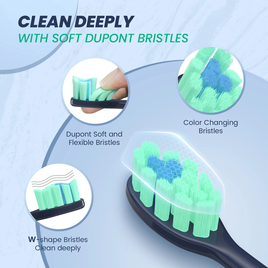 Sejoy JS10-1 Rechargeable Sonic Electric Toothbrush with 10 Replacement Heads — Deep Clean & Whitening