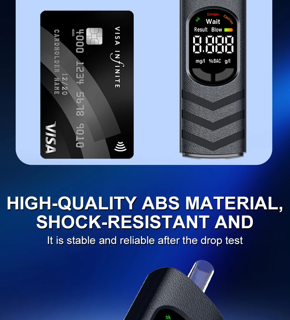 Digital Alcohol Tester – Professional Breathalyzer with LCD Display, Semiconductor Sensor, Accurate Drunk-Driving Detection for Home Use