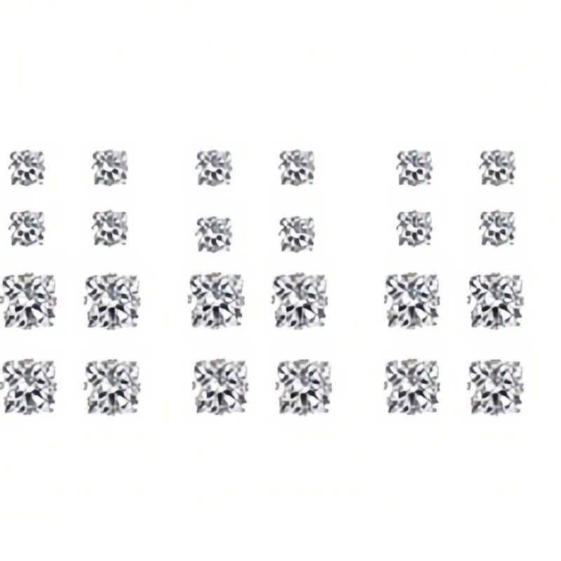 Elegant Essentials Limited Edition Crystal Wedding Studs - 12-Pair Shimmer Set for Women & Men