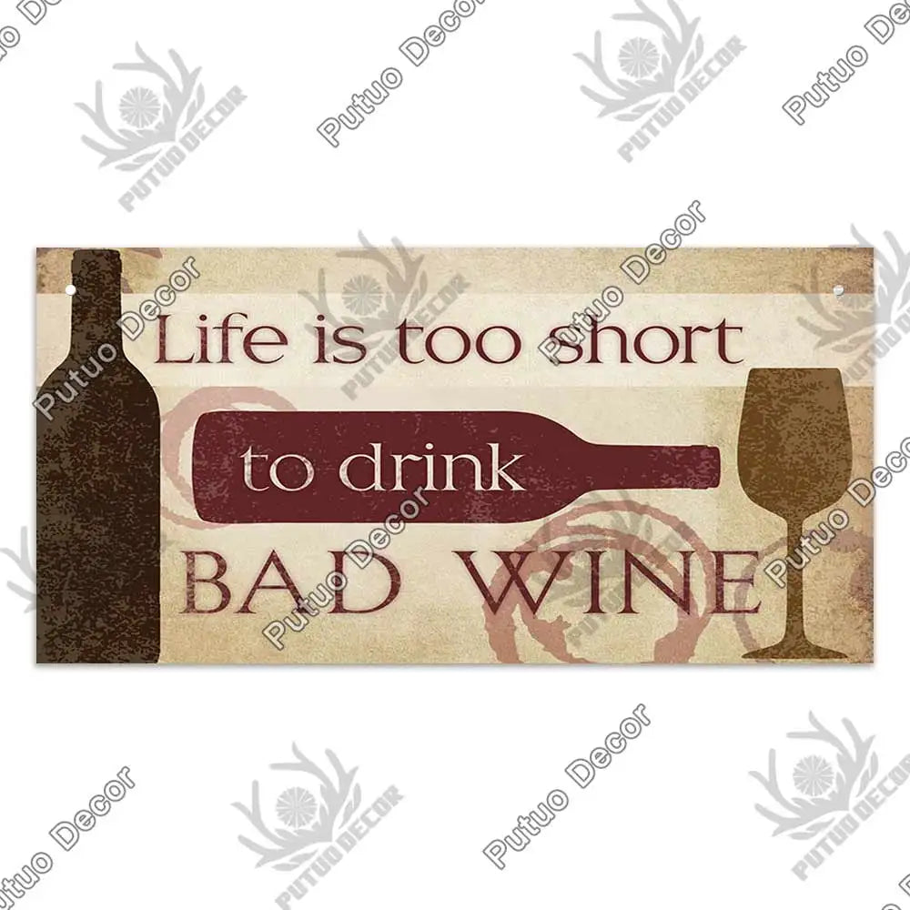 Putuo Decor Wine Signs Wooden Alcohol Plaque Wood Bar Plaque for Wood In Bar Pub Wall Decoration Door Hanging Sign Home Decor