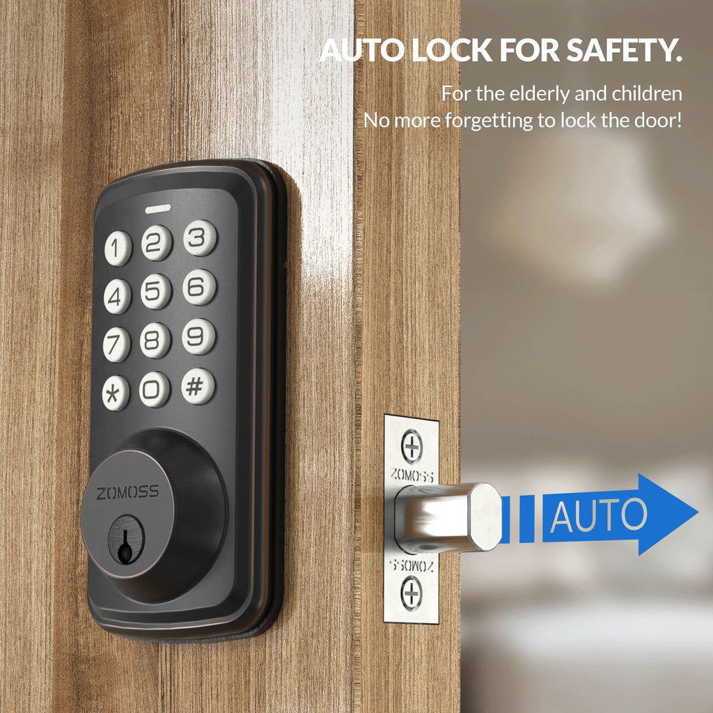 ZOMOSS Smart Keypad Door Lock,Digital Code Keyless Entry With Anti-Peeking Password, Auto Lock, And Easy Installation
