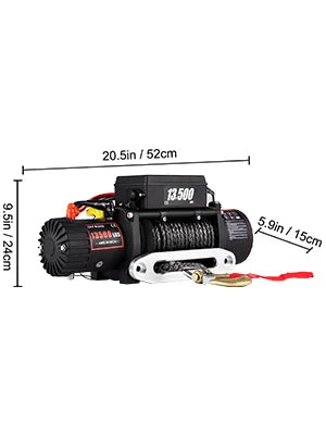 VEVOR 13500LBS Electric Truck Winch – Powerful 12V Winch with Synthetic Rope & Remote Control