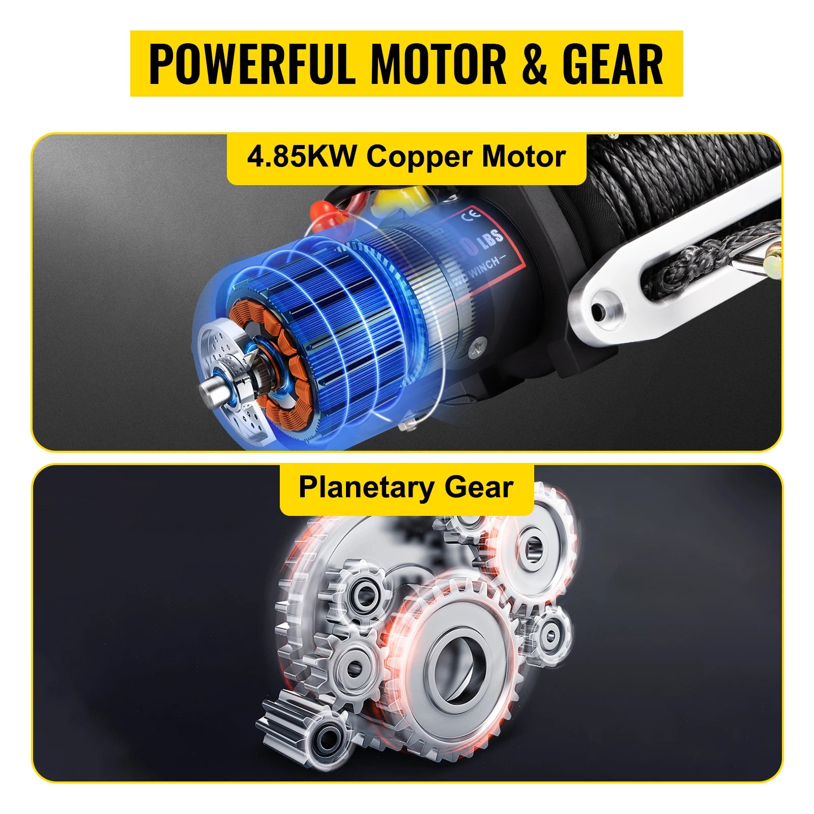 VEVOR 13500LBS Electric Truck Winch – Powerful 12V Winch with Synthetic Rope & Remote Control