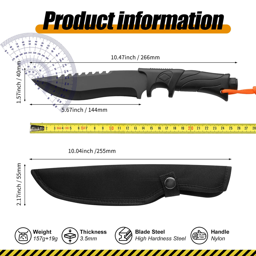 Damascus-Style Fixed Blade Knife – Premium Stainless Steel Blade, Wooden Handle & Leather Sheath