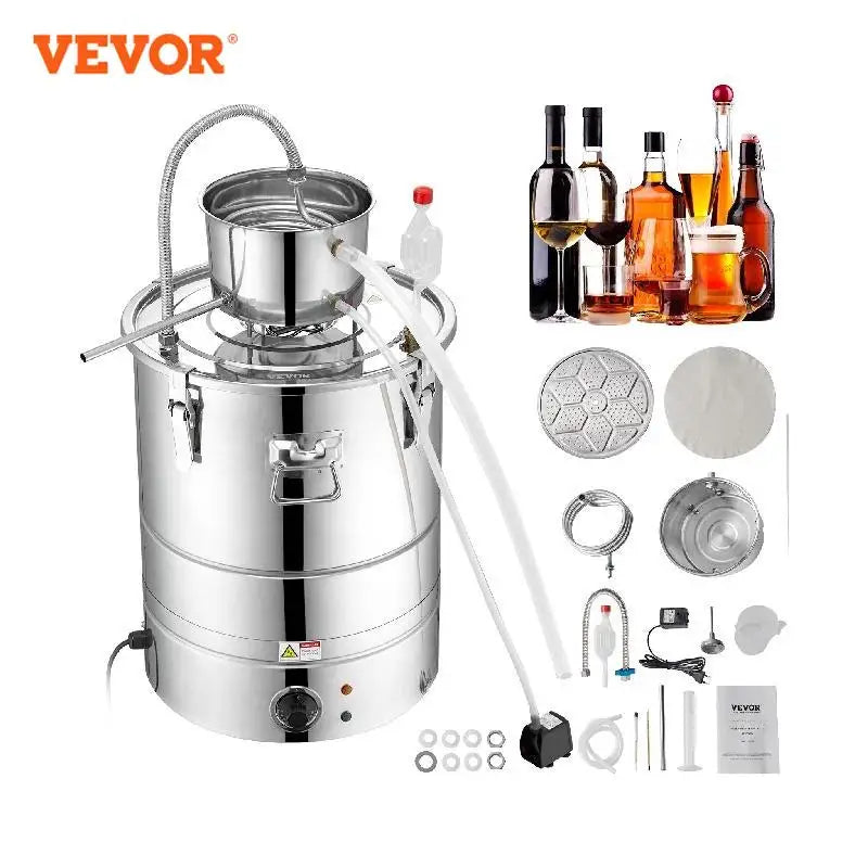 VEVOR Alcohol Still Water Alcohol Distiller Home Distillery Kit include Stainless Steel Tube Pump for DIY Whisky Wine Brandy