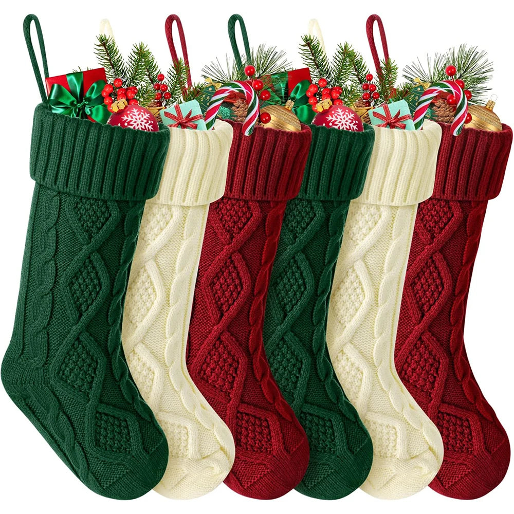 Christmas Stockings For Kids Large Size Cable Knit Stocking Christmas Decorations For Family Party