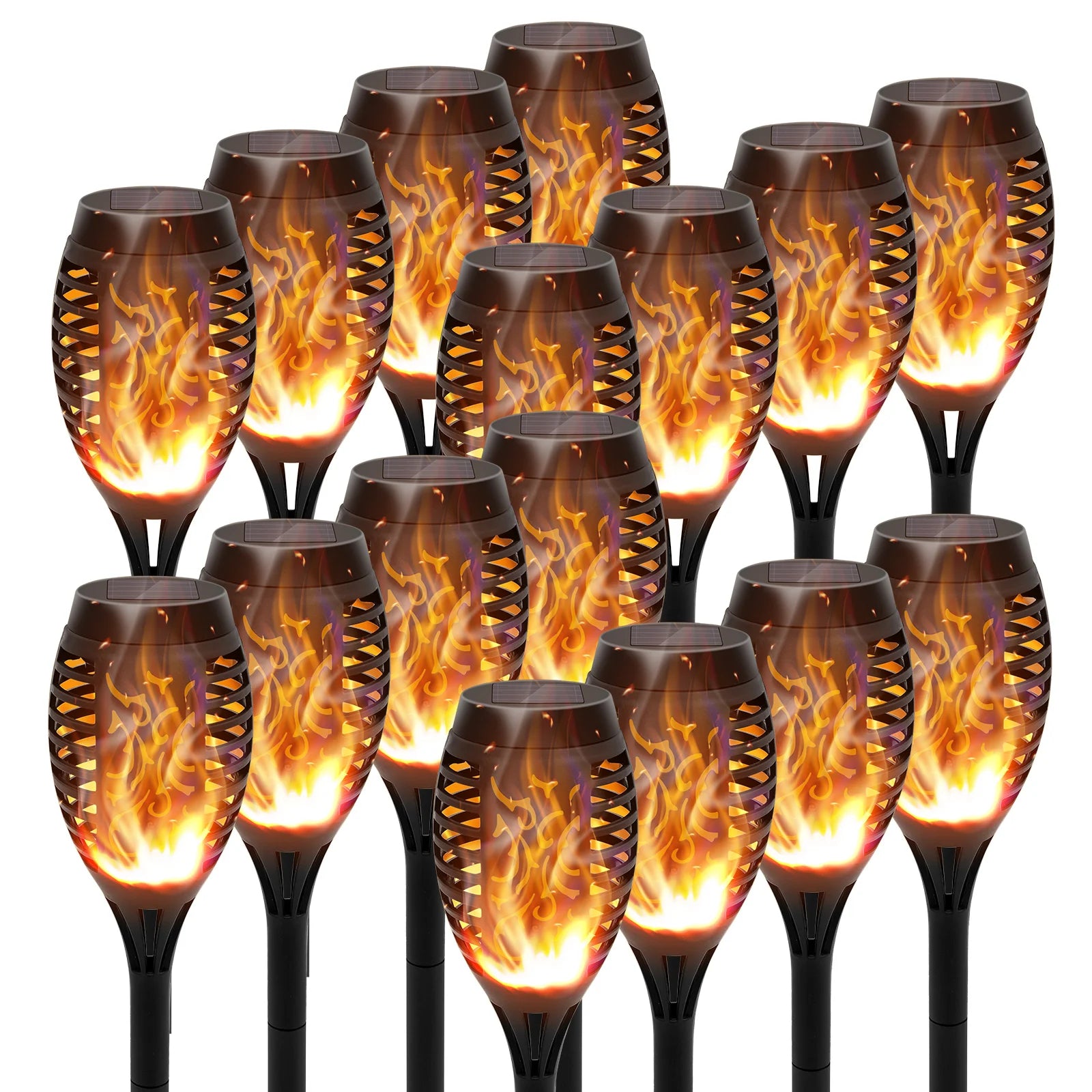 Solar Outdoor LED Torch Lights with Flickering Flame (4 / 6 / 8 / 12 Pieces)