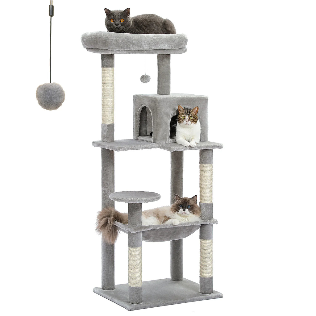 5-Level Cat Tree Tower for Indoor Cats – Large Cat Condo with Hammock & Scratching Posts