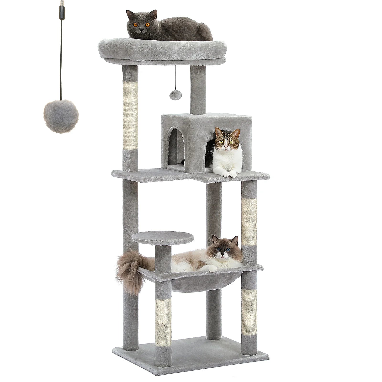 5-Level Cat Tree Tower for Indoor Cats – Large Cat Condo with Hammock & Scratching Posts