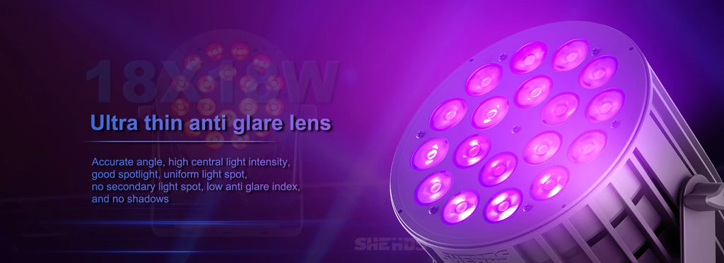 SHEHDS New Version LED 18x18W RGBWA UV 6in1 Par Light Big Aluminum Alloy High Power Even Color Mixing for DJ Bar Disco Wedding