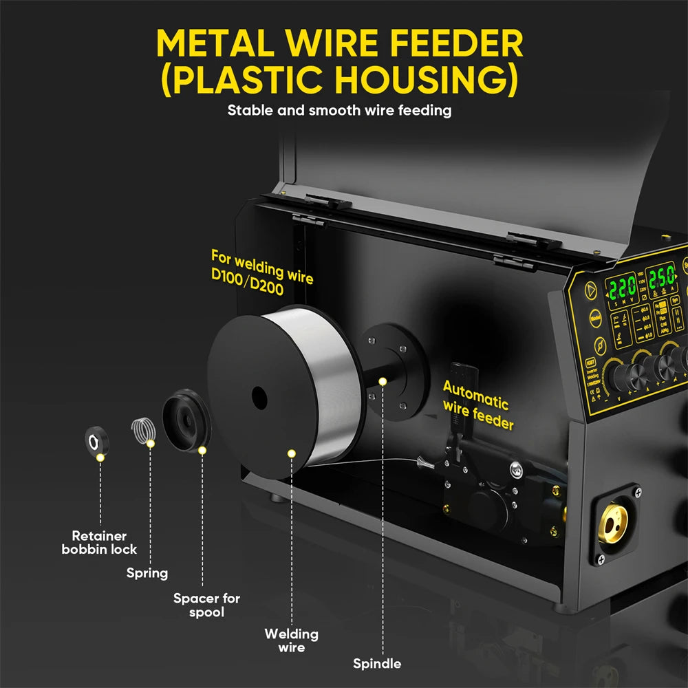 HZXVOGEN MIG250 Aluminum 5 in 1 Welding Machine MMA ARC/Gas MIG/Gasless MIG/LIFT TIG Spot Welding Portable Home Welder Tool