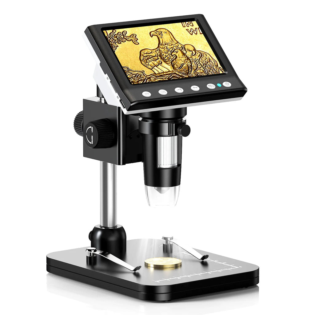 ✨RIEVBCAU DM7 4.3” Digital Coin & Soldering Microscope – 1000X Zoom, 1080P Display & LED Illumination✨