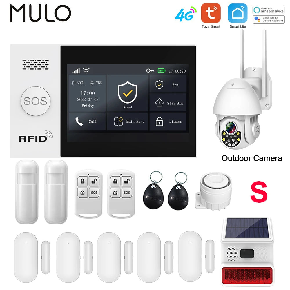 Tuya 4G Home Alarm Smart Home WIFI Security Alarms For Home House Touch Screen Apartment Alarms Support Smart Life APP Alexa