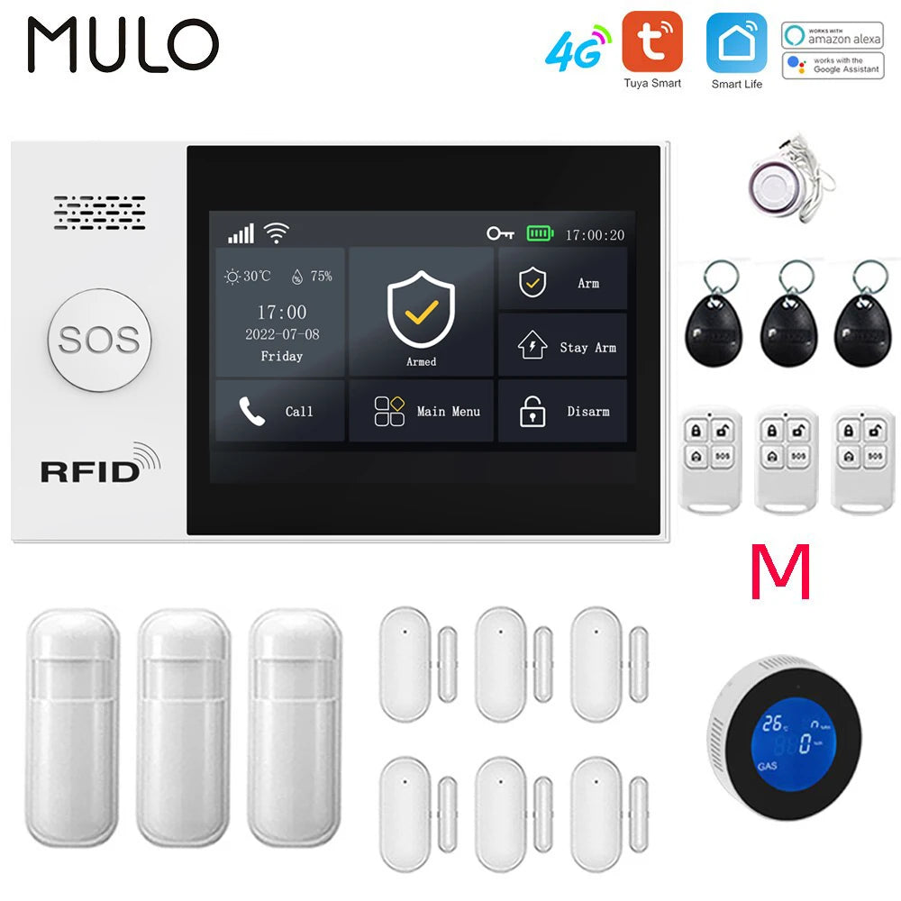 Tuya 4G Home Alarm Smart Home WIFI Security Alarms For Home House Touch Screen Apartment Alarms Support Smart Life APP Alexa