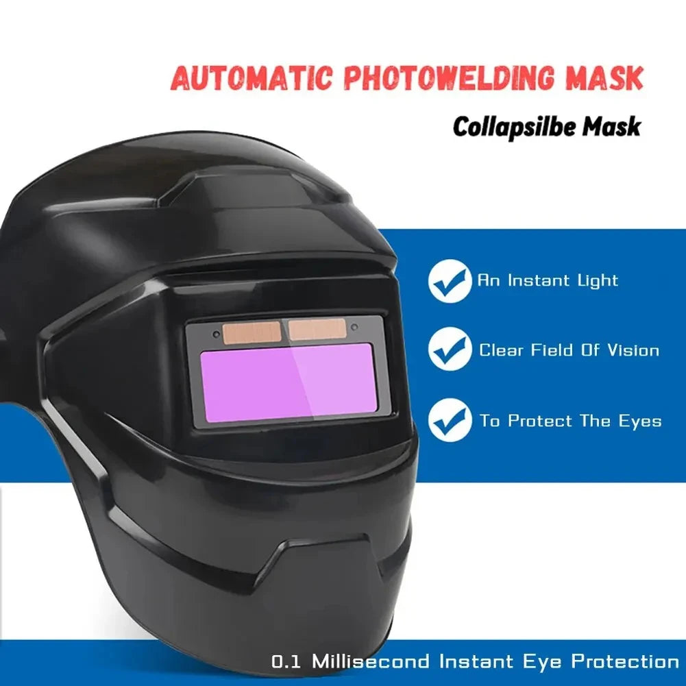 Auto-Darkening Welding Helmet Solar Powered True Color Welding Mask, High-Temperature Resistant Welding Facemask for ARC, MIG, TIG & Grinding