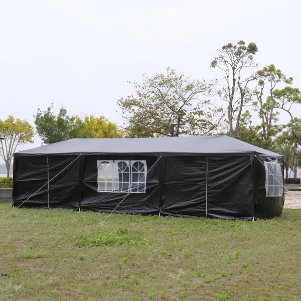 10'x30' Outdoor Party Tent with 8 Removable Sidewalls, Waterproof Canopy Patio Wedding Gazebo, Black
