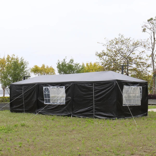10'x30' Outdoor Party Tent with 8 Removable Sidewalls, Waterproof Canopy Patio Wedding Gazebo, Black