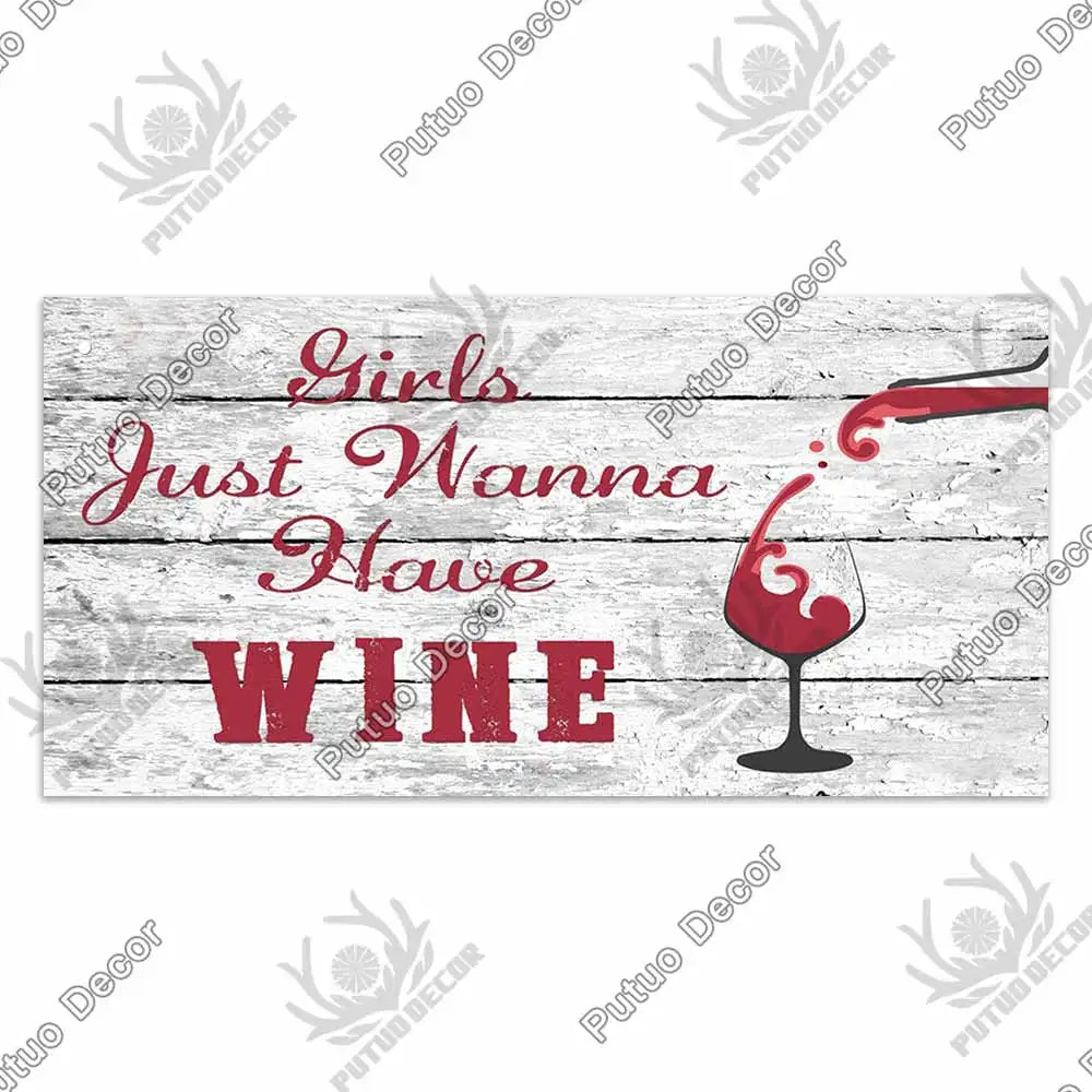 Putuo Decor Wine Signs Wooden Alcohol Plaque Wood Bar Plaque for Wood In Bar Pub Wall Decoration Door Hanging Sign Home Decor