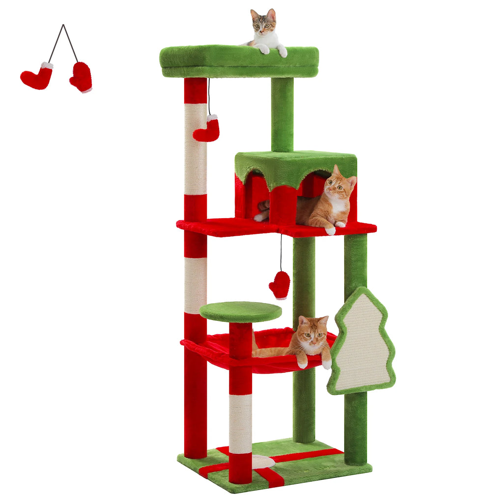 5-Level Cat Tree Tower for Indoor Cats – Large Cat Condo with Hammock & Scratching Posts